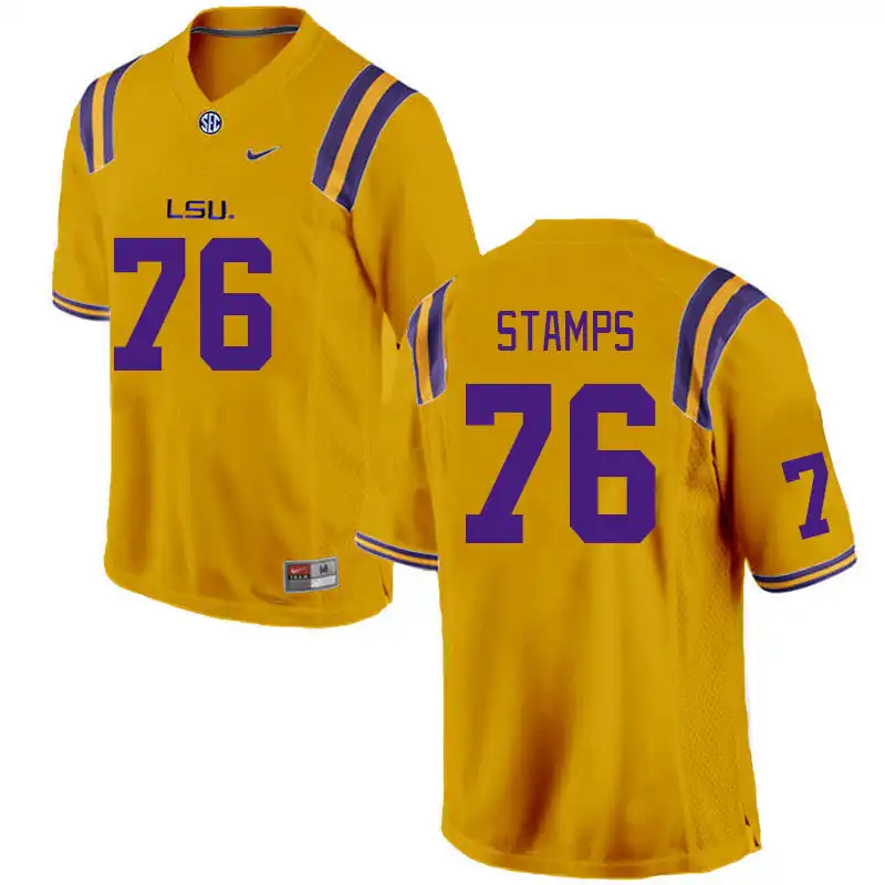 Men's LSU Tigers Christian Stamps #76 Gold NCAA Football Jersey